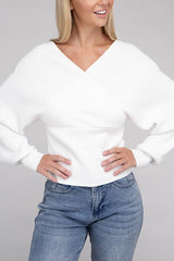 Brianna Viscose Cross Wrap Pullover Sweater