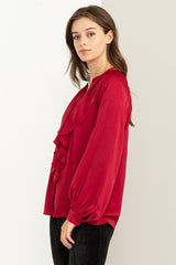 Jenna Long Sleeve Ruffle Blouse