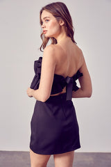 Theodora Open Shoulder Ruffle Detail Dress