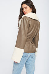 Bianca Belted Faux Shearing Trimmed Jacket