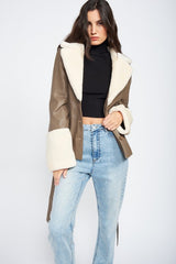 Bianca Belted Faux Shearing Trimmed Jacket