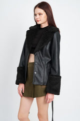 Bianca Belted Faux Shearing Trimmed Jacket