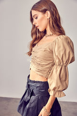 Ellianna Ruffle Ruched Front Top
