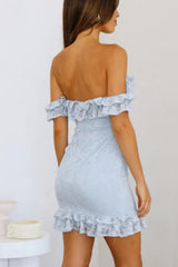 Joelle Ruffle Lace Off The Shoulder Mini Bodycon Dress