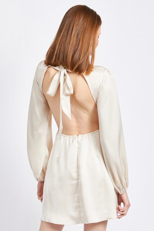 Violet V Neck Cut Out Mini Dress With O Ring Detail