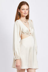 Violet V Neck Cut Out Mini Dress With O Ring Detail