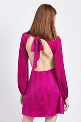 Violet V Neck Cut Out Mini Dress With O Ring Detail