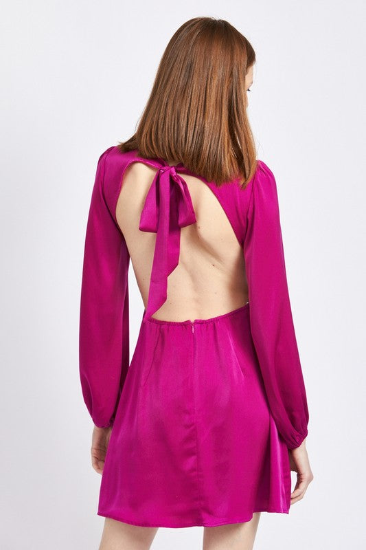 Violet V Neck Cut Out Mini Dress With O Ring Detail