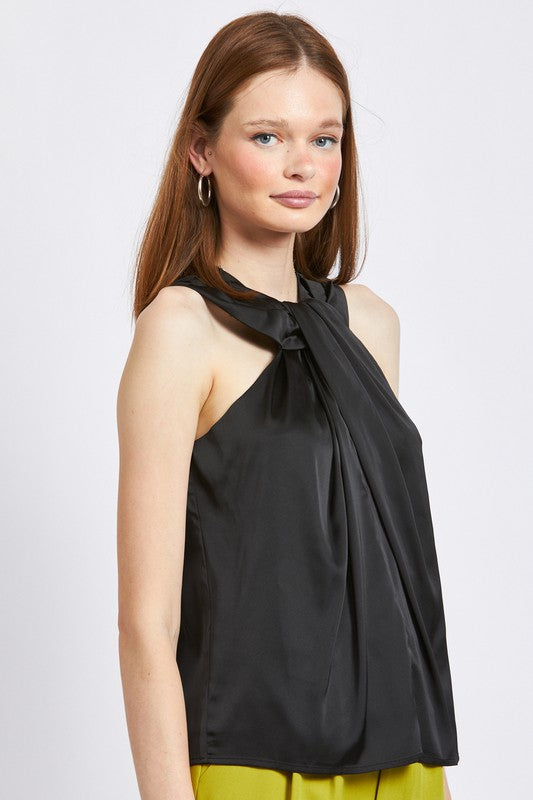 Ava Sleeveless Blouse with Twist Front