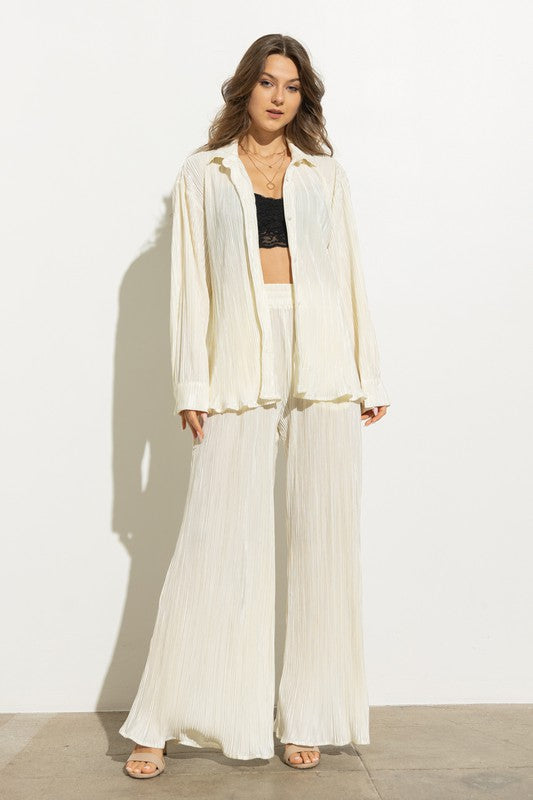 Anna Pleated Blouse Pants Set