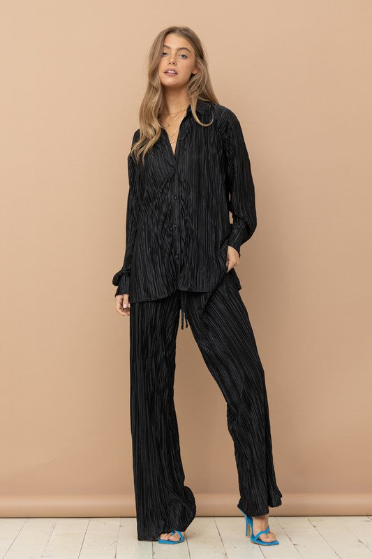 Anna Pleated Blouse Pants Set