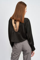 Eva Long Sleeve Satin Blouse