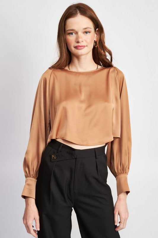 Eva Long Sleeve Satin Blouse