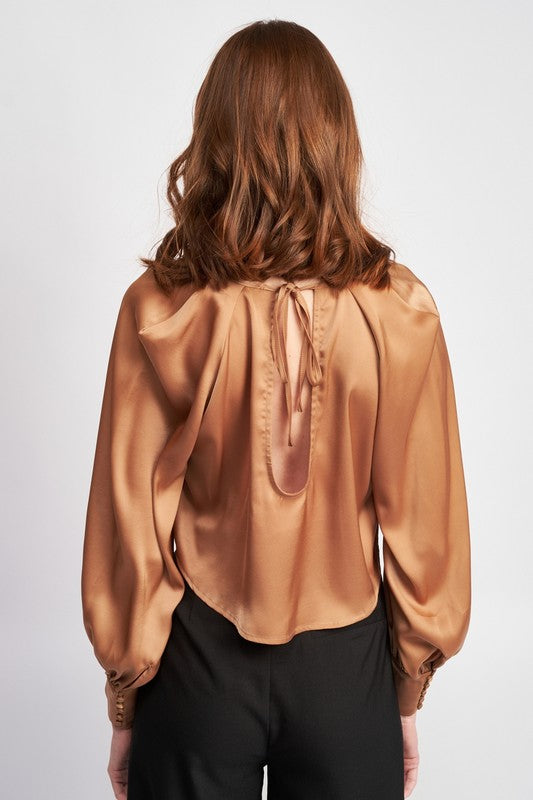 Eva Long Sleeve Satin Blouse