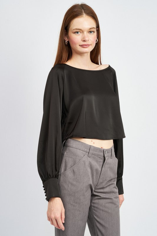 Eva Long Sleeve Satin Blouse