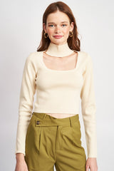 Barbara Turtle Neck Crop Top with Cut Out
