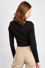 Barbara Turtle Neck Crop Top with Cut Out