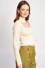 Barbara Turtle Neck Crop Top with Cut Out