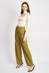 Barbara Turtle Neck Crop Top with Cut Out