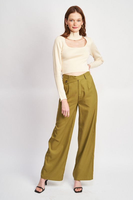 Barbara Turtle Neck Crop Top with Cut Out