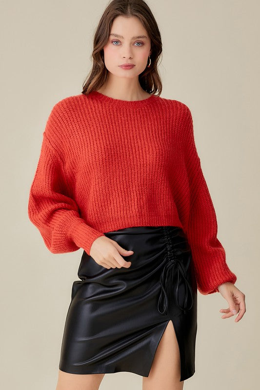 Leah Round Neck Crop Sweater Top