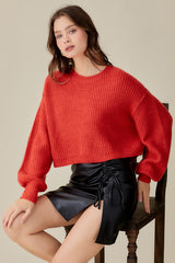 Leah Round Neck Crop Sweater Top