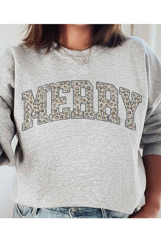 Marry Leopard Merry Christmas Graphic Sweatshirt