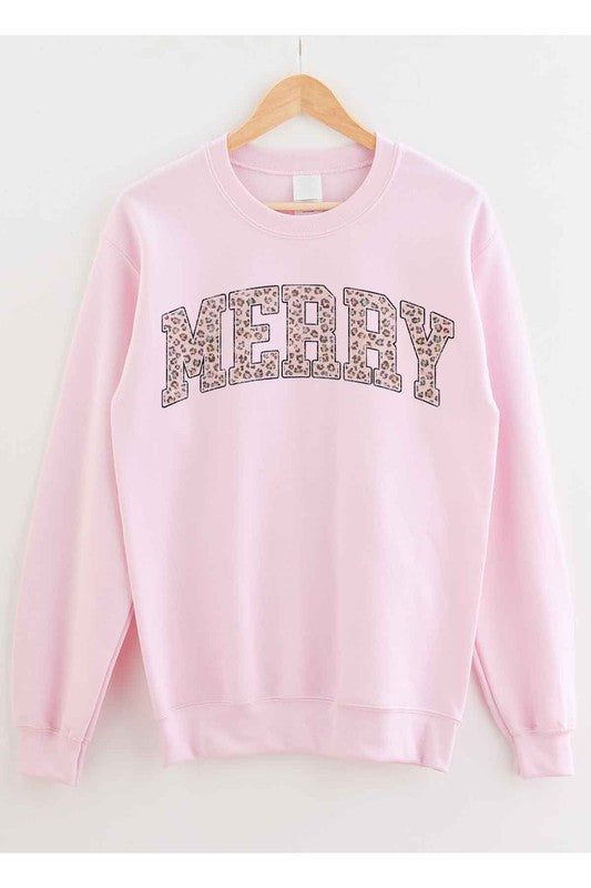 Marry Leopard Merry Christmas Graphic Sweatshirt