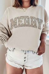 Marry Leopard Merry Christmas Graphic Sweatshirt