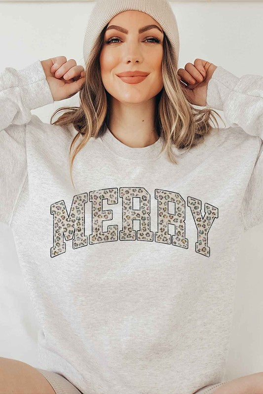 Marry Leopard Merry Christmas Graphic Sweatshirt