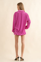 Ana Accordian Pleat Blouse Short Set