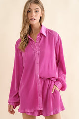 Ana Accordian Pleat Blouse Short Set