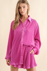 Ana Accordian Pleat Blouse Short Set