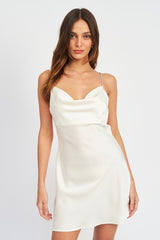 Coraline Rhinestone Strap Mini Slip Dress