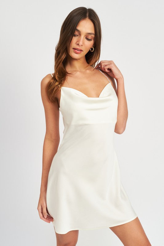 Coraline Rhinestone Strap Mini Slip Dress