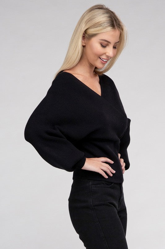 Brianna Viscose Cross Wrap Pullover Sweater