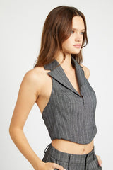 Gigi Halter Neck Top with Open Back