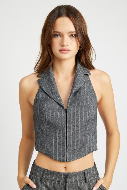 Gigi Halter Neck Top with Open Back