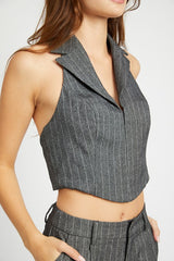 Gigi Halter Neck Top with Open Back