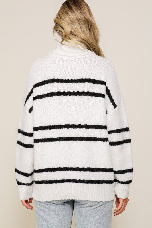 Kate Turtle Neck Pinstripe Sweater