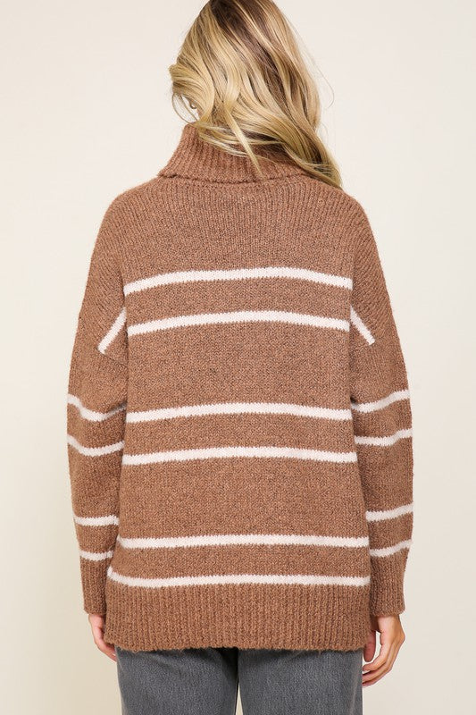Kate Turtle Neck Pinstripe Sweater