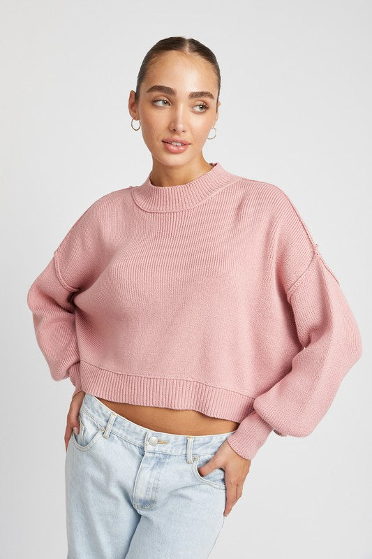 Lia Mock Neck Oversized Sweater