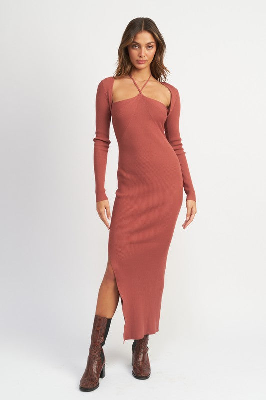 Emma Halter Neck Maxi Dress With Slit