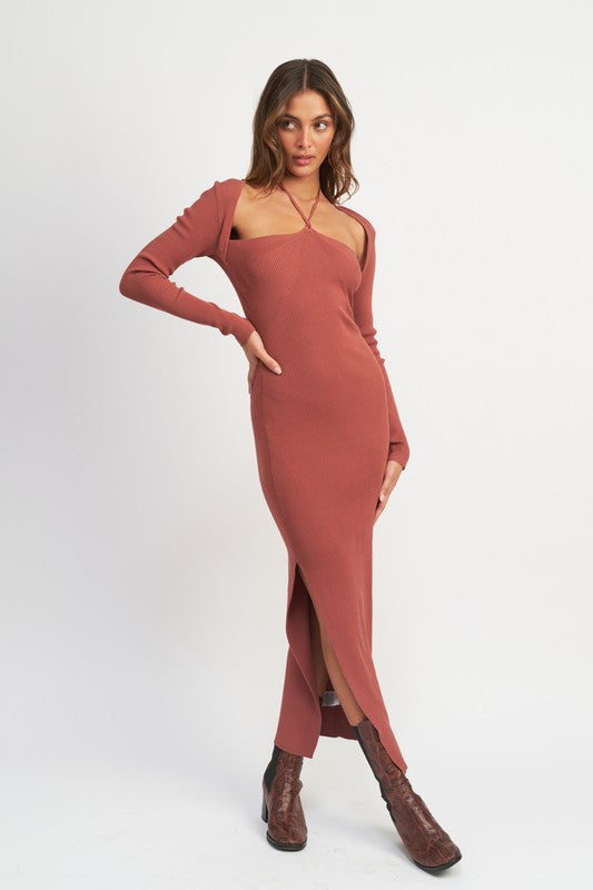 Emma Halter Neck Maxi Dress With Slit