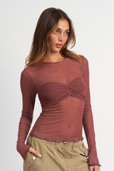 Amy CREW NECK SHEER BUST TOP
