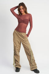 Amy CREW NECK SHEER BUST TOP