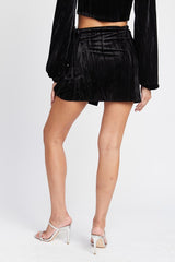 Whitney Velvet Mini Wrapped Skirt