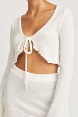 Gia Long Sleeve Front Tie Cropped Top