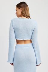 Gia Long Sleeve Front Tie Cropped Top