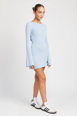 Lettuce Hem Open Back Mini Dress